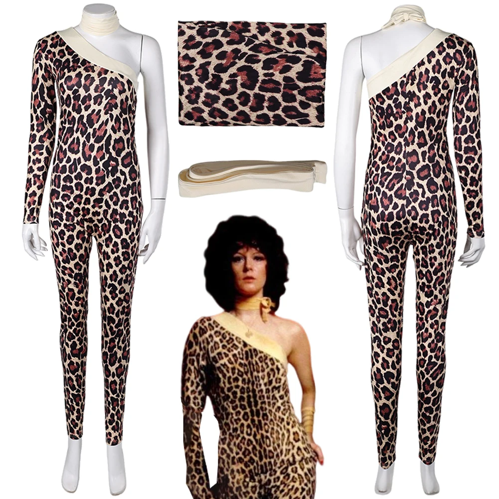 ABBA Cospaly Anni Frid Retro Leopard Printed Jumpsuit Fantasy Disguise Hallowmas Costume Party Uniform Carnival Role Play Suits