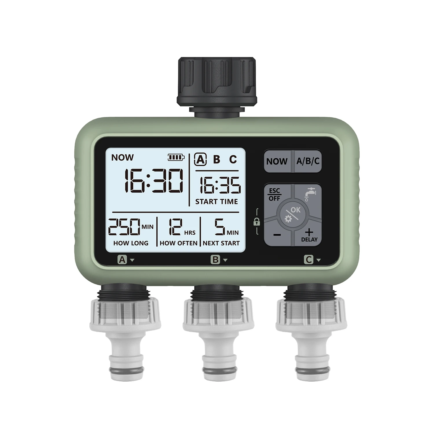 Newest 2024 3-Outlet Water Timer Independent Control Program Digital Garden Sprinkler