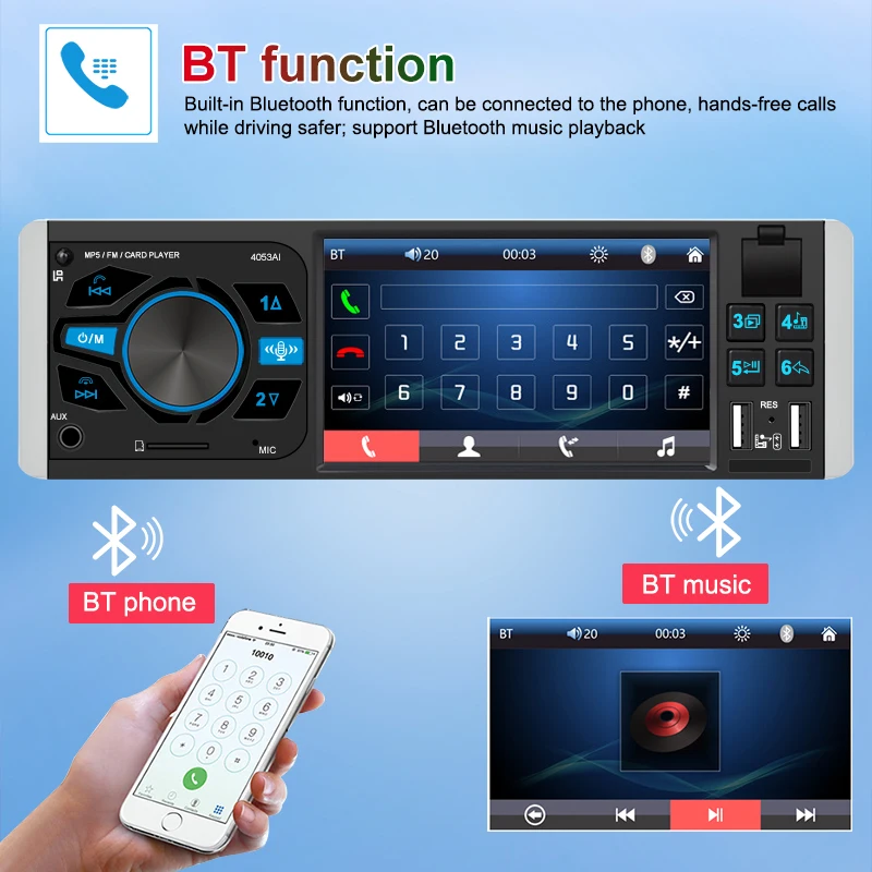 

Автомагнитола Ahoudy 1Din, мультимедийный mp5-плеер, Bluetooth, FM-радио, приемник, поддержка USB, Aux, вход, Smart AI, голосовая резервная камера