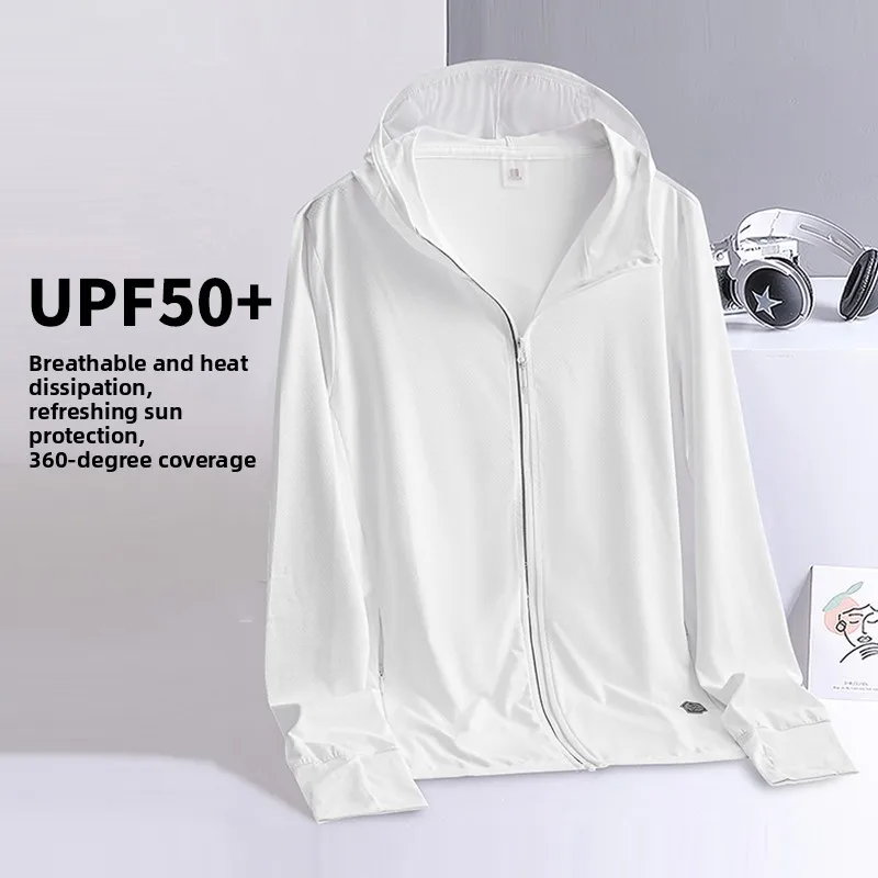 

Мужская новая ультратонкая дышащая куртка из ледяного шелка 2023 года для занятий спортом на открытом воздухе с защитой от солнца, быстросохнущая, легкая, с капюшоном, на молнии