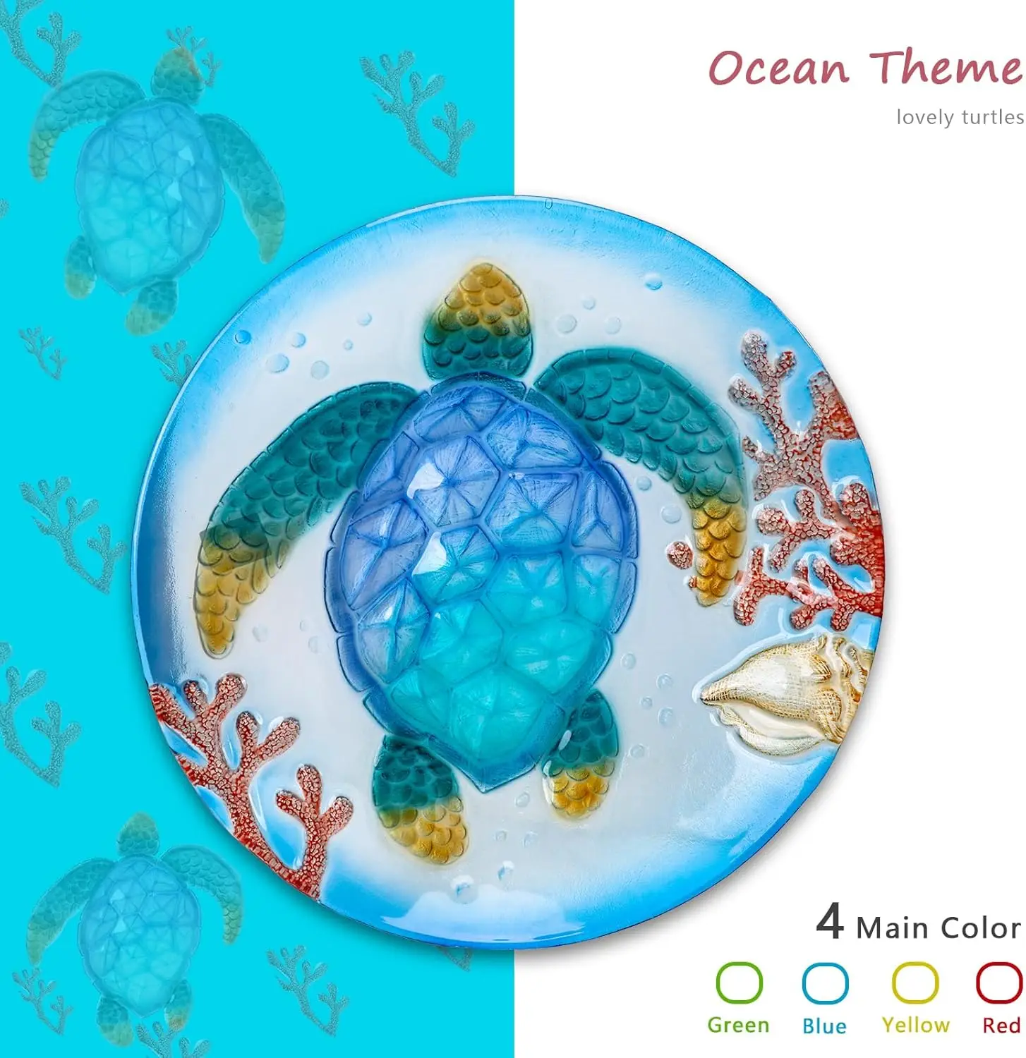 حمام كبير على شكل طيور من زجاج السلحفاة البحرية مع حامل معدني للحديقة الخارجية وديكور الفناء باللون الأزرق