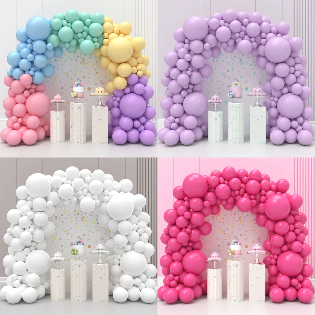 Rainbow White Purple Balloons Arch Garland Kit Birthday Party Decoration Kids Wedding Birthday Party Supplies Baby Shower Balons