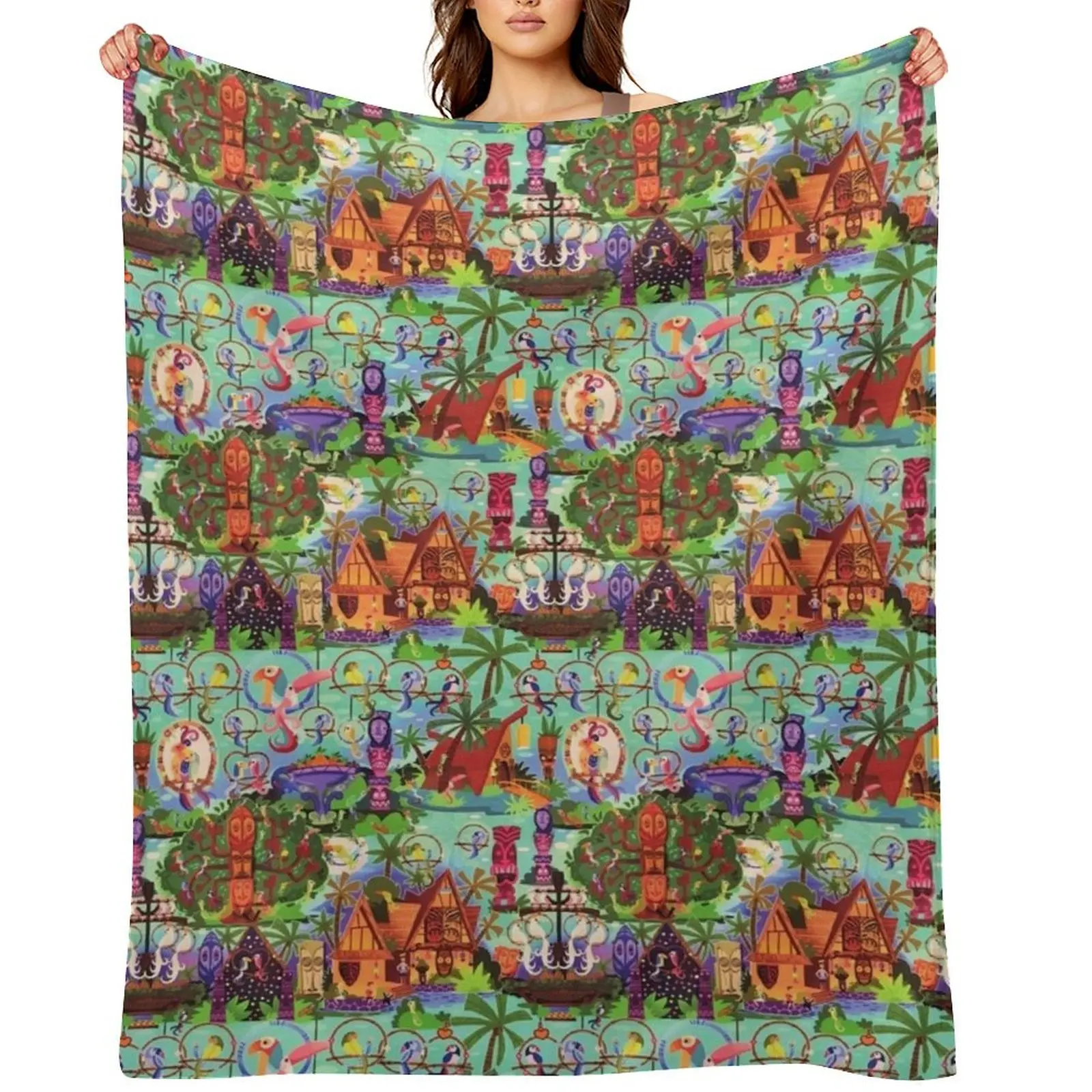 

The ORIGINAL Enchanted Tiki Room Collage Throw Blanket Designers Polar Beach Picnic Blankets