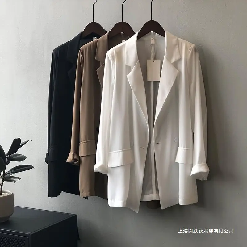 

Шифоновая рубашка, летний тонкий пиджак, женская корейская блузка, повседневный свободный костюм, легкая солнцезащитная моя верхняя одежда