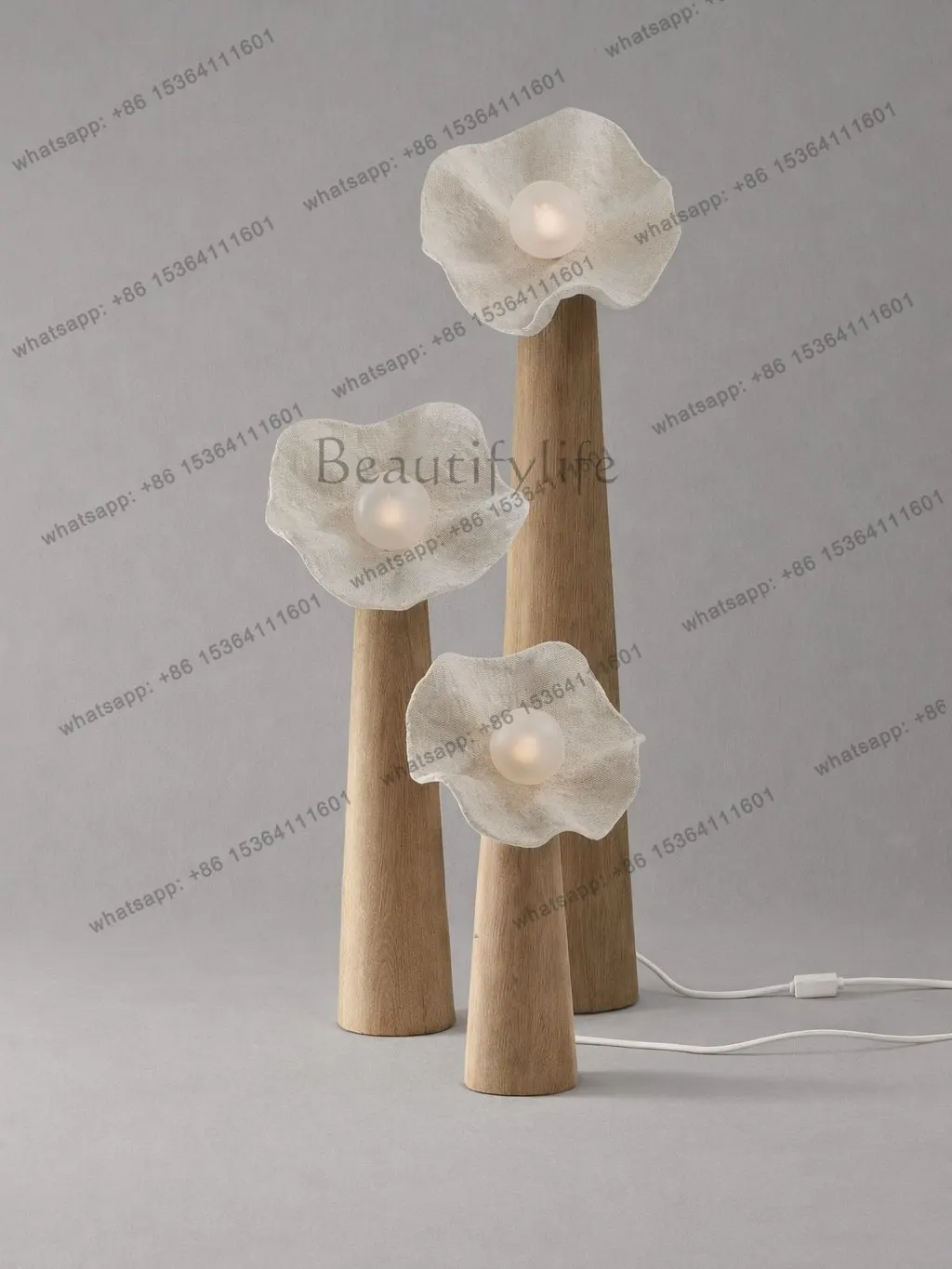 Modern simple flower shape wooden floor luminous object living room bedroom decoration ornament