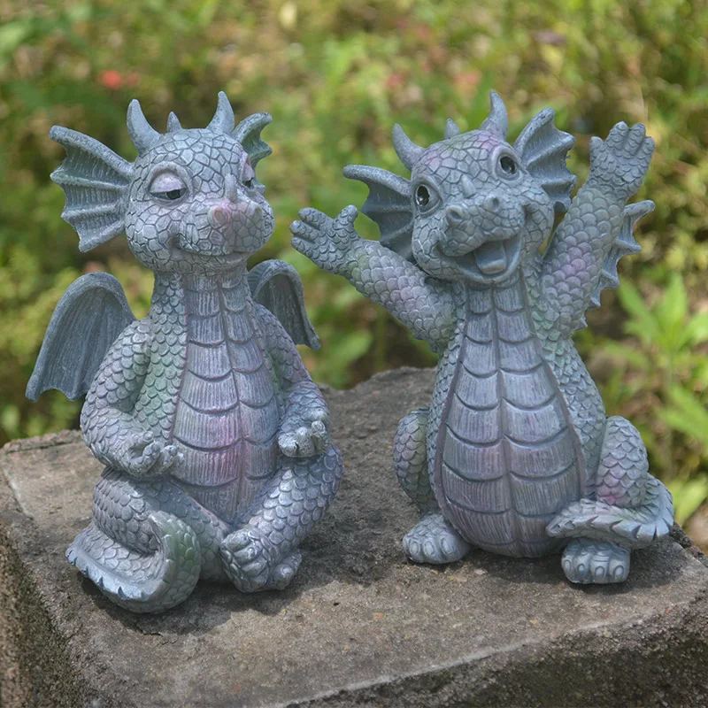 Nordic Garden Statue Meditation Little Dinosaur Decoration Creative Resin Animal Ornaments Gardening Garden Decoration Outdoor