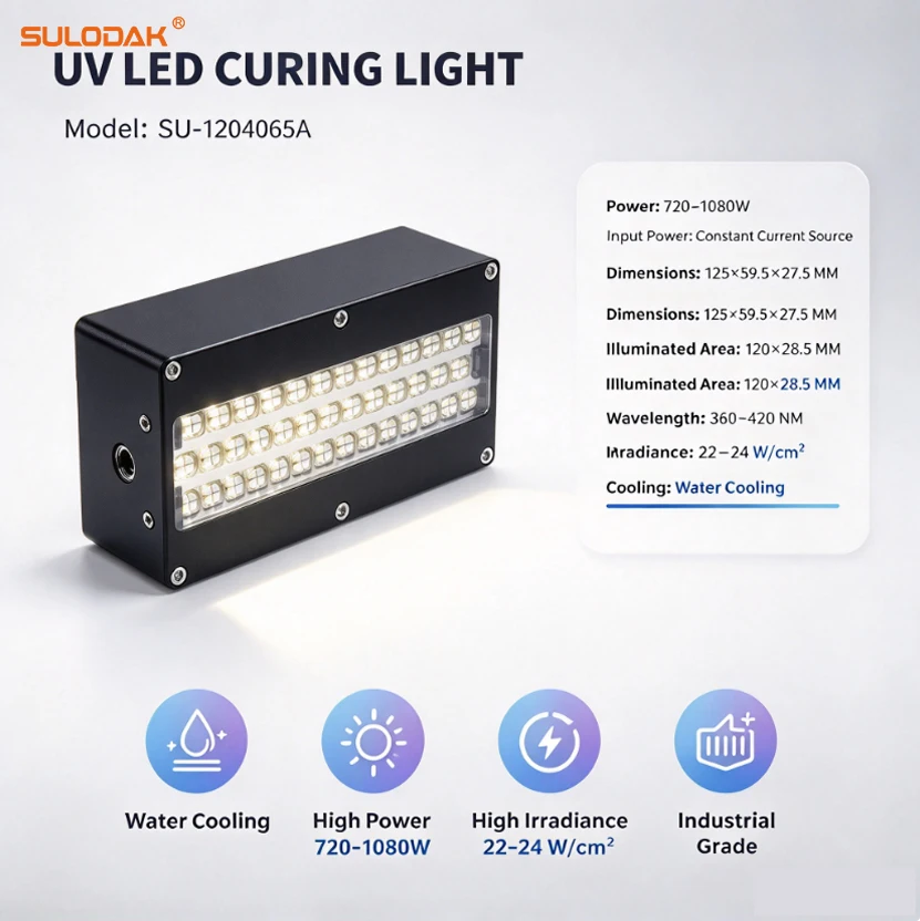 720-1080W Water Cooling UV LED Curing Lamp 395nm ForUV-LED Ink Pre-Curing and Drying for Inkjet Printers, Ricoh G5 and G6