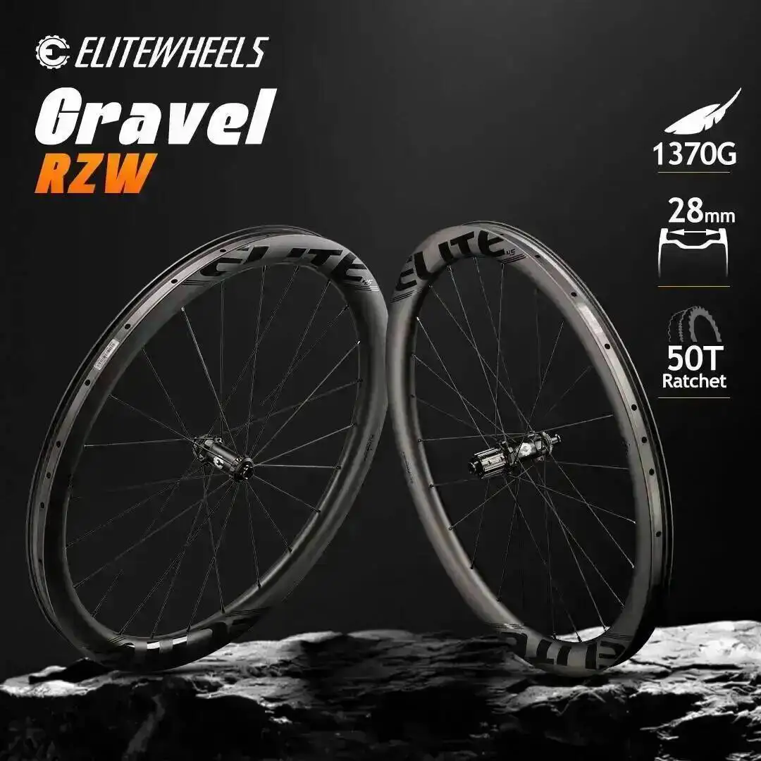 ELITEWHEELS RZW Ultraleichte Gravel-Laufräder, Scheibenbremsen-Carbon-Laufradsatz, 1370g, Felgentiefe 45/35mm, Wing 20 Speichen, für Rennräder