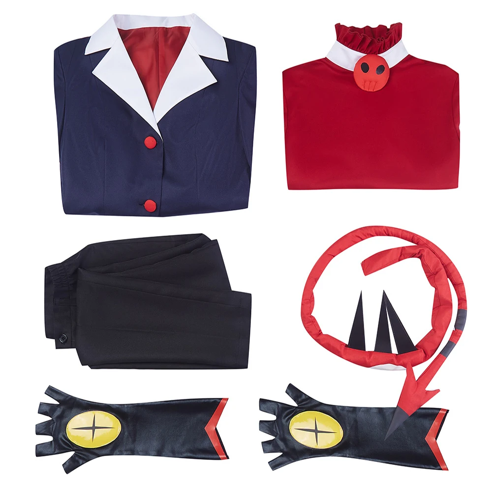 Costume de Cosplay Anime Helluva Boss Blitzo, uniforme de fête avec queue, tenue d'halloween personnalisée pour hommes et femmes