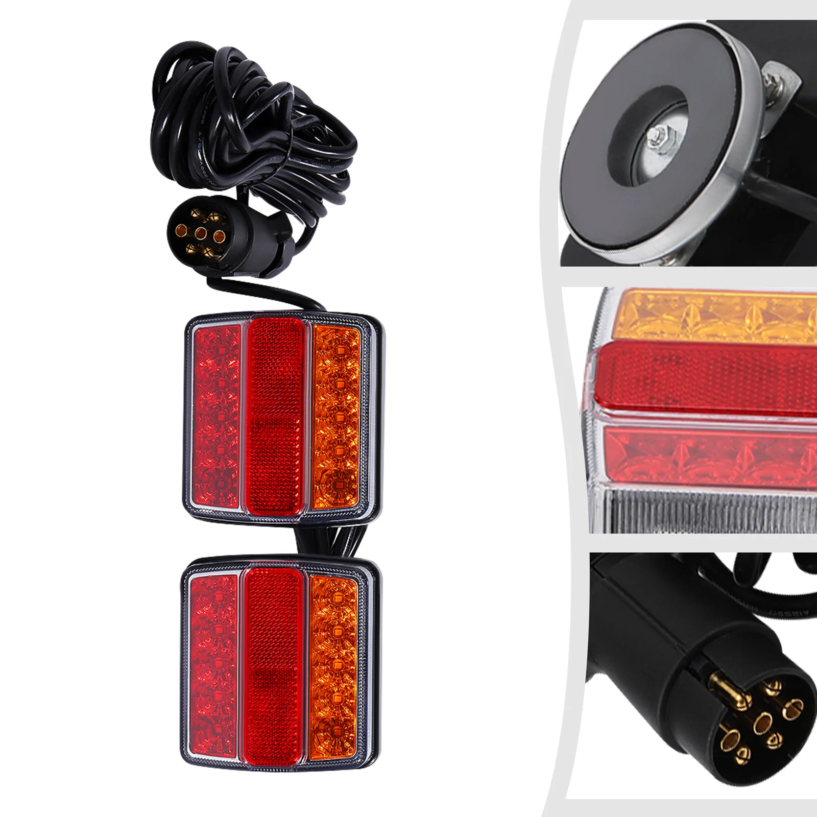 3256807765834798 مجموعة مصابيح خلفية للمقطورة LED، 12 فولت، مع قابس 7 دبابيس، مادة متينة، سهلة التركيب، تحسين الرؤية، الترخيص