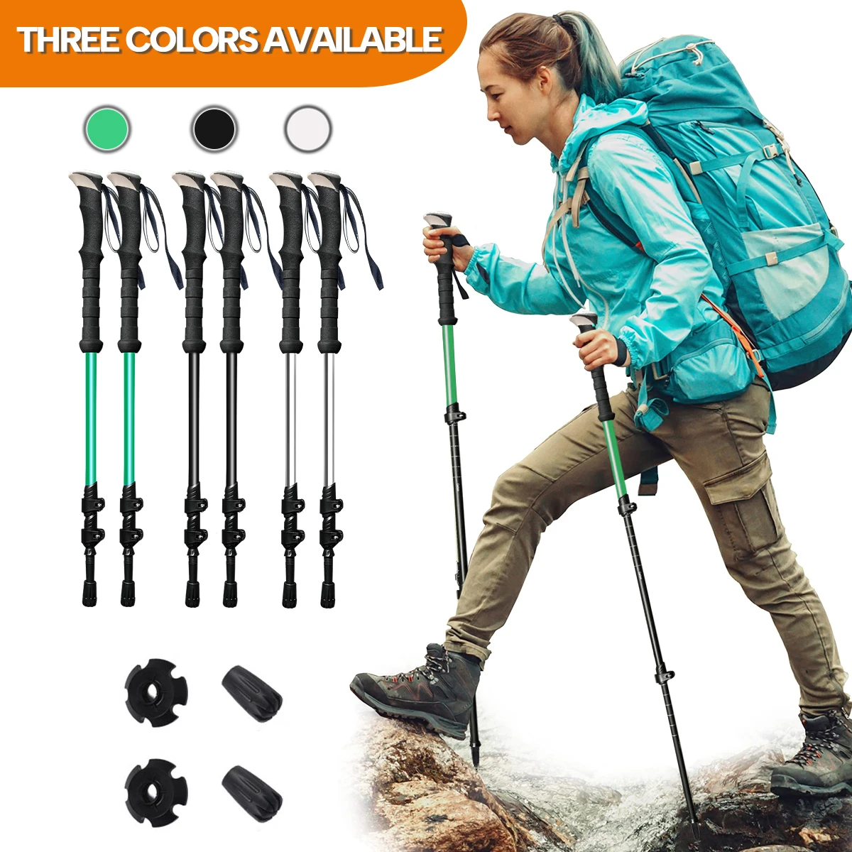 

2-Piece Set, Ultra-Light 3-Section Telescopic Trekking Pole, Rust-Proof Aluminum Alloy, Anti-Slip Grip, with Combination Lock, Suitable for Outdoor Travel - Mountaineering Pole