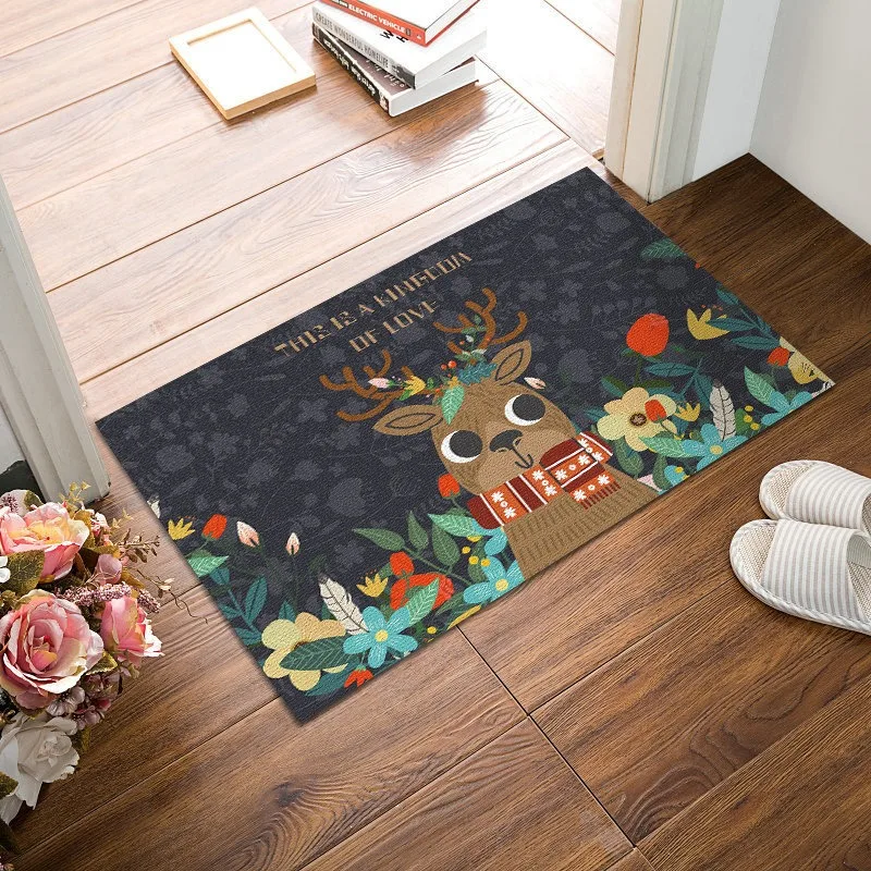 Patterned Door Mat Set With Cute Fox Rabbit Animal Medley And Deer Designs Adorable Decor Mat For Entryway For Home Decor