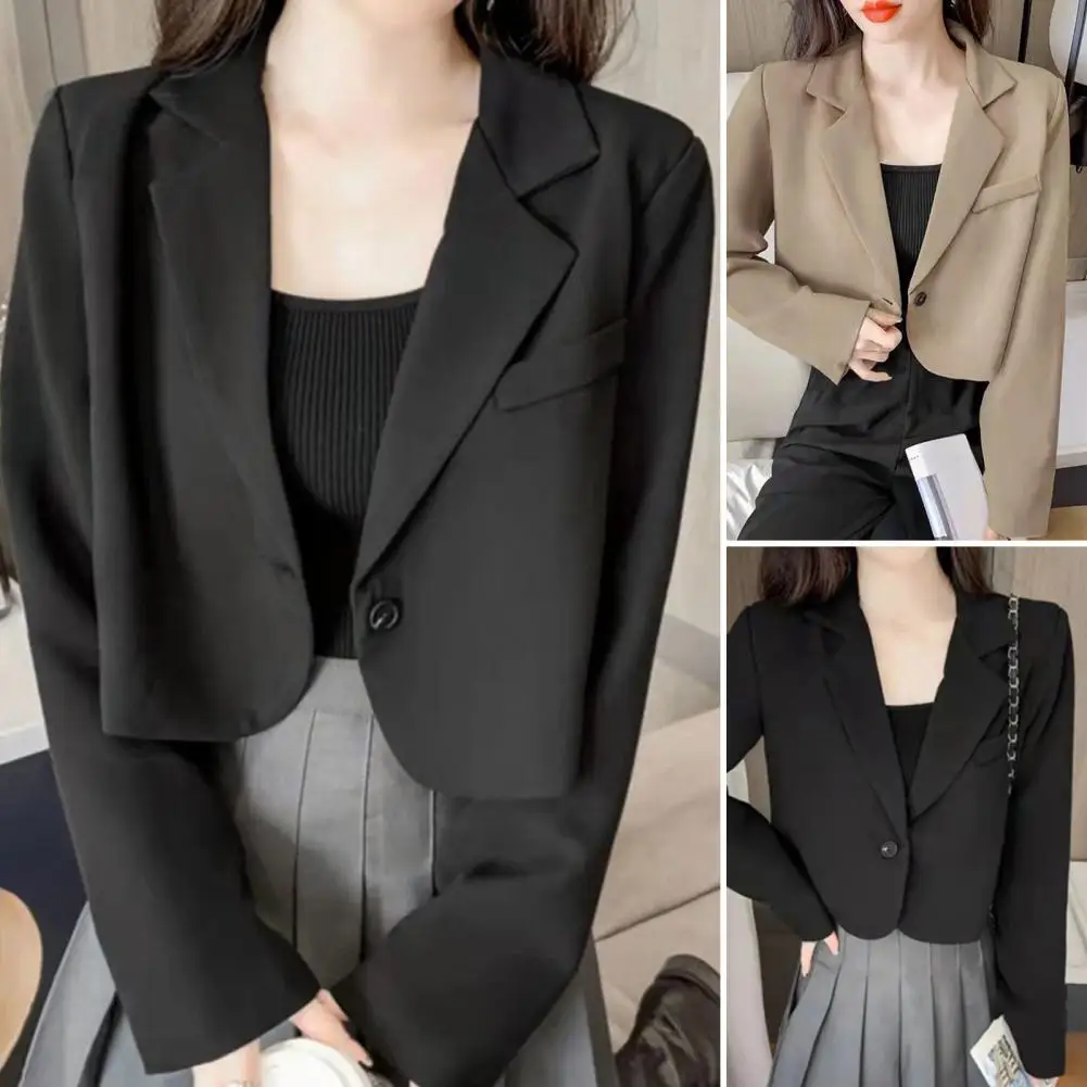 Vielseitig Chic Frauen Einzigen Taste Kurz Typ Blazer Mantel Anti-Pilling Frauen Blazer Feste Farbe für Büro