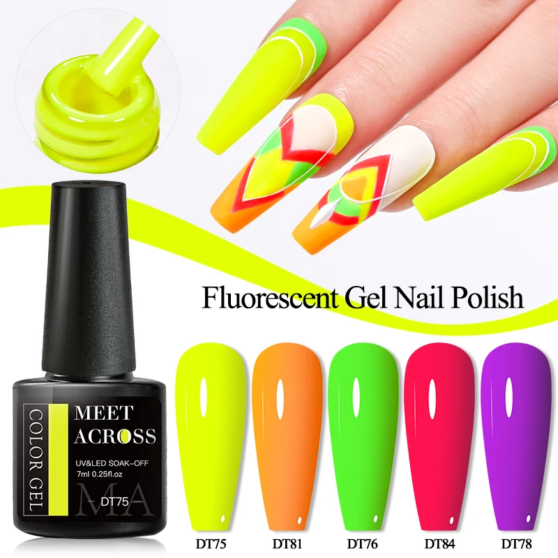 12 pçs conjunto de esmalte gel fluorescente 7ml néon vernis semi permanente embeber fora uv led híbrido gel vernizes base casaco superior kits