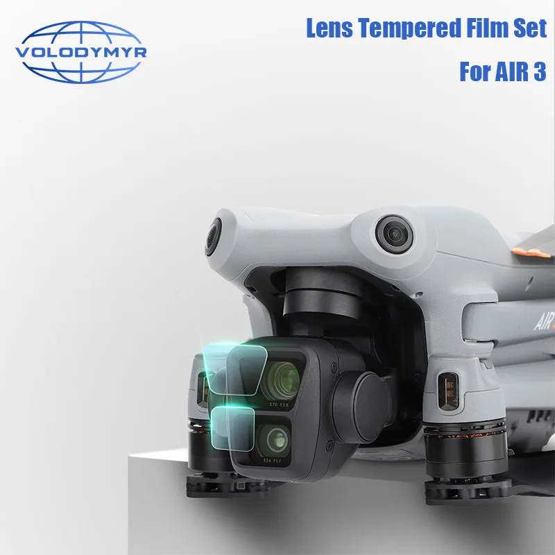

VOLODYMYR 9H HD Tempered Glass Film for DJI Air 3 Drone Lens Anti-Scratch Protective Explosion-proof Camera Cover Films