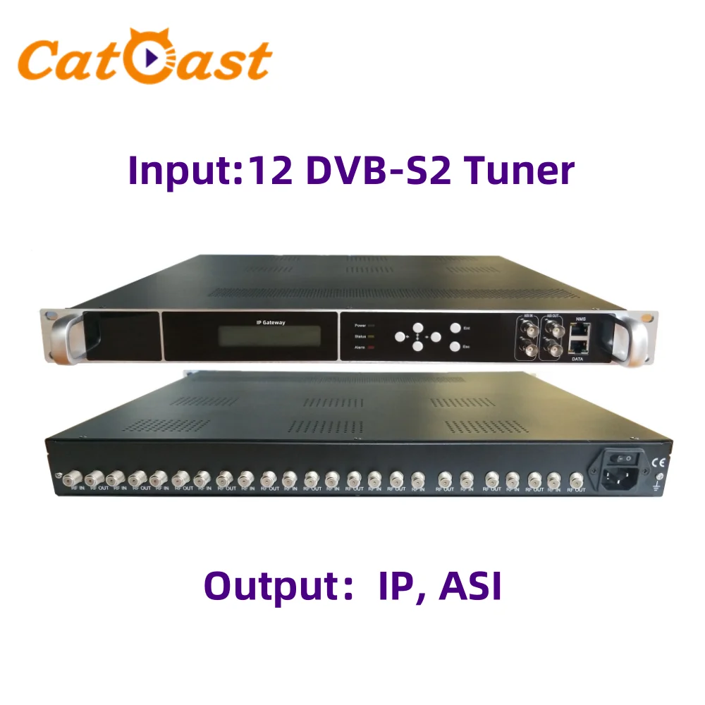 Multistream PLS T2-MI Professional 12 FTA DVB-S2 Tuner to IP Gateway Professional IRD to IP Converter