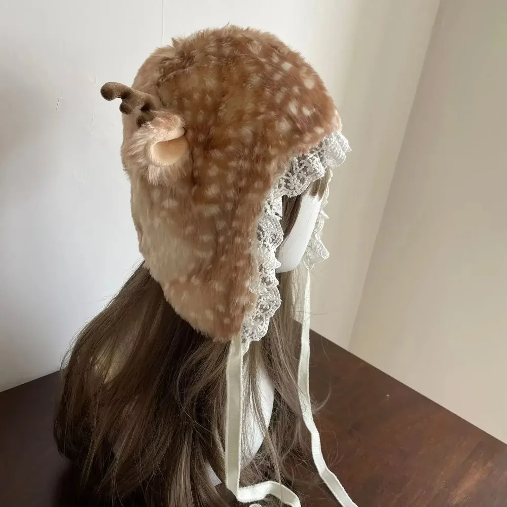 Gorro de invierno de piel sintética con encaje, calentadores de piernas para disfraz, botas de piel de reno, cubre calcetines, regalos de Navidad, disfraz de cosplay