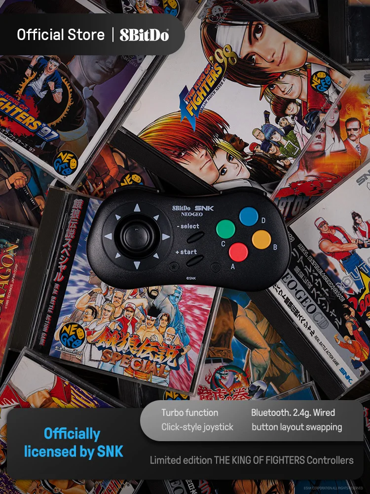 NEOGEO-NEOGEO تحكم العاب لاسلكي ، 8BitDo ، ويندوز 10 ، 11 ، أندرويد ، لعبة صغيرة تحكم بواسطة SNK