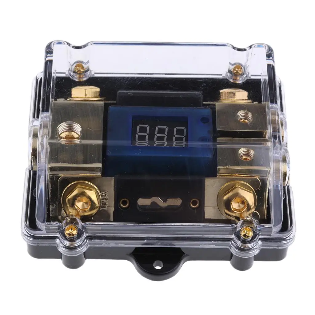 Universal 100A Car Audio Digital Fuse Block Distribution Holder Gold Plate