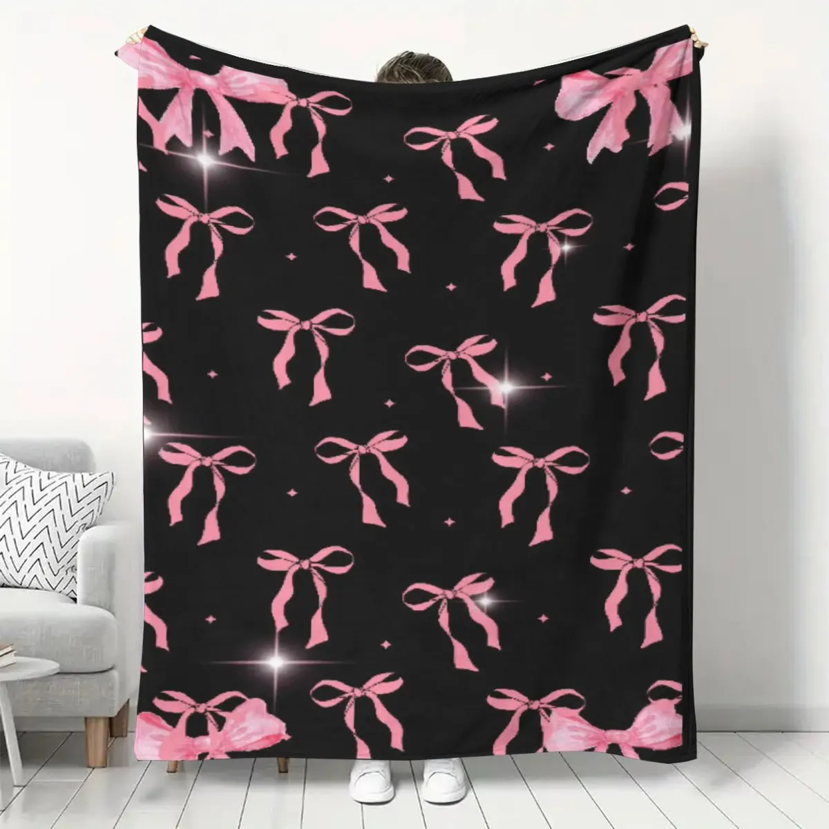 VIKAMA Valentinstag Schwarz Rosa Schleife Abdeckung Decke Flanell Sofa Decke Beste Freunde Geburtstag Geschenk Ins Stil Home Dekoration