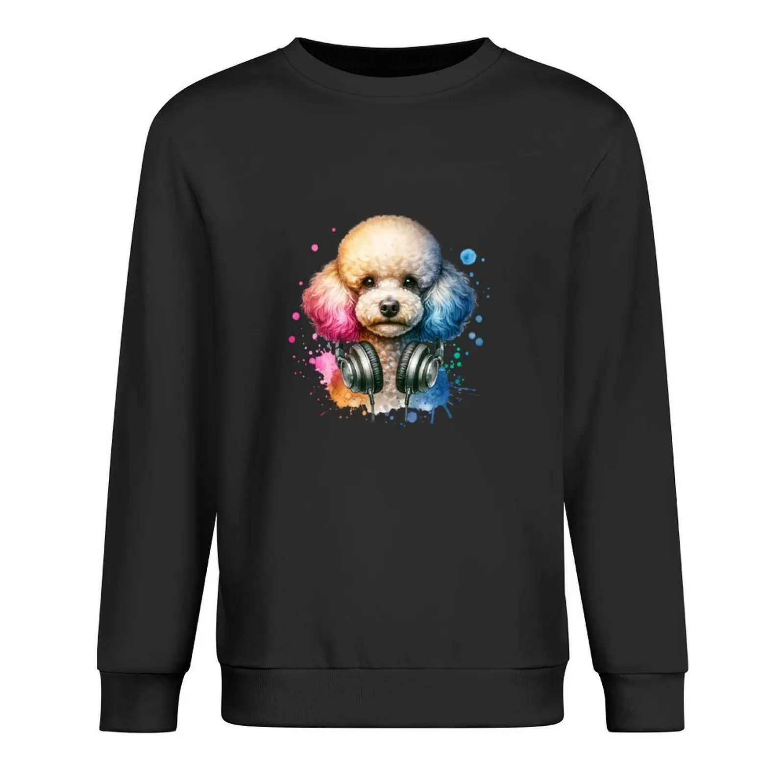 

Poodle with Headphones Pullover men clothing men's winter sweater men's clothing tracksuit new in sweatshirts