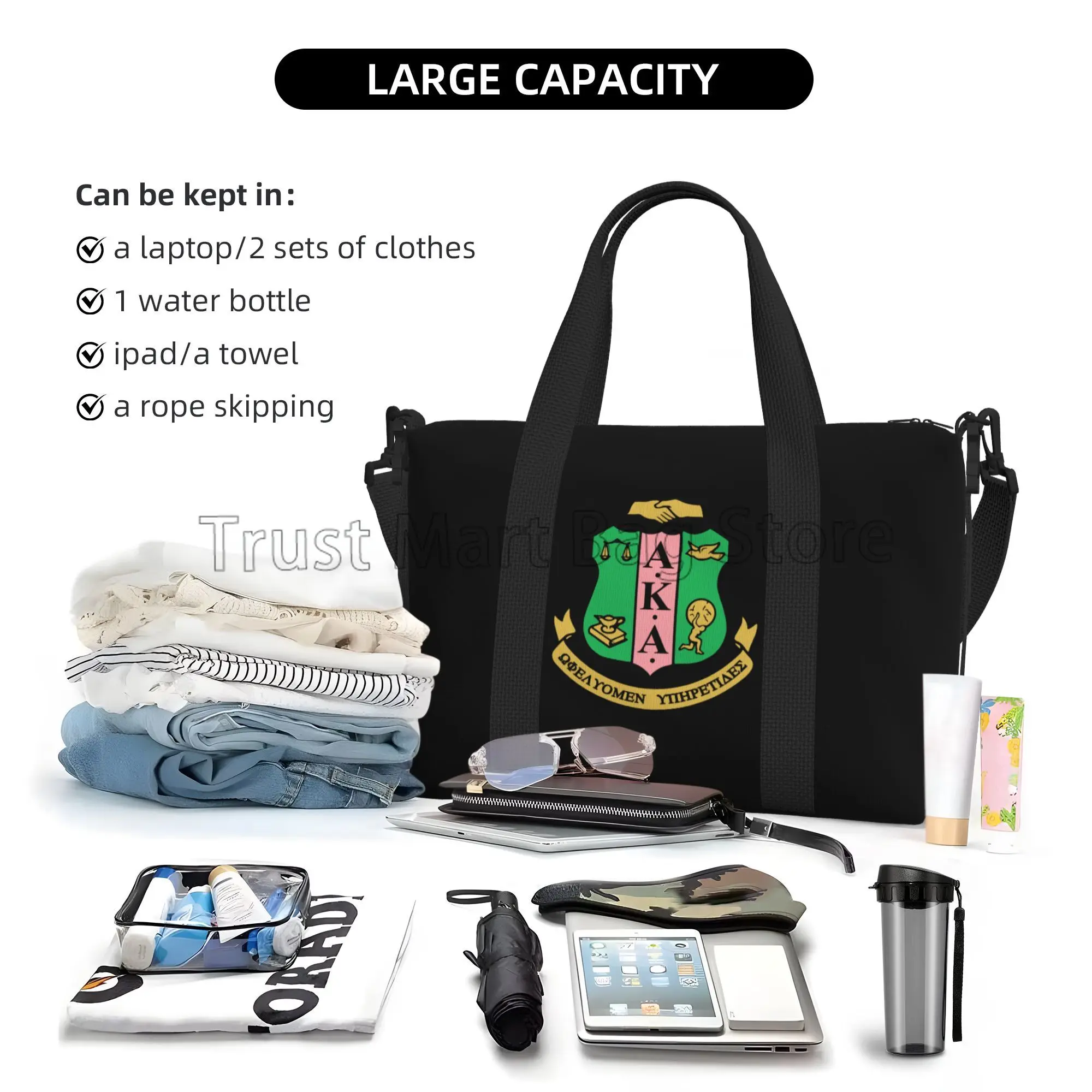 AKA Sorority Print Bolsa de Viagem de Mão para Homens e Mulheres, Sacola Multiuso, Sacos Impermeáveis Weekender, Esportes, Pesca, Ginásio, Yoga, Bagagem