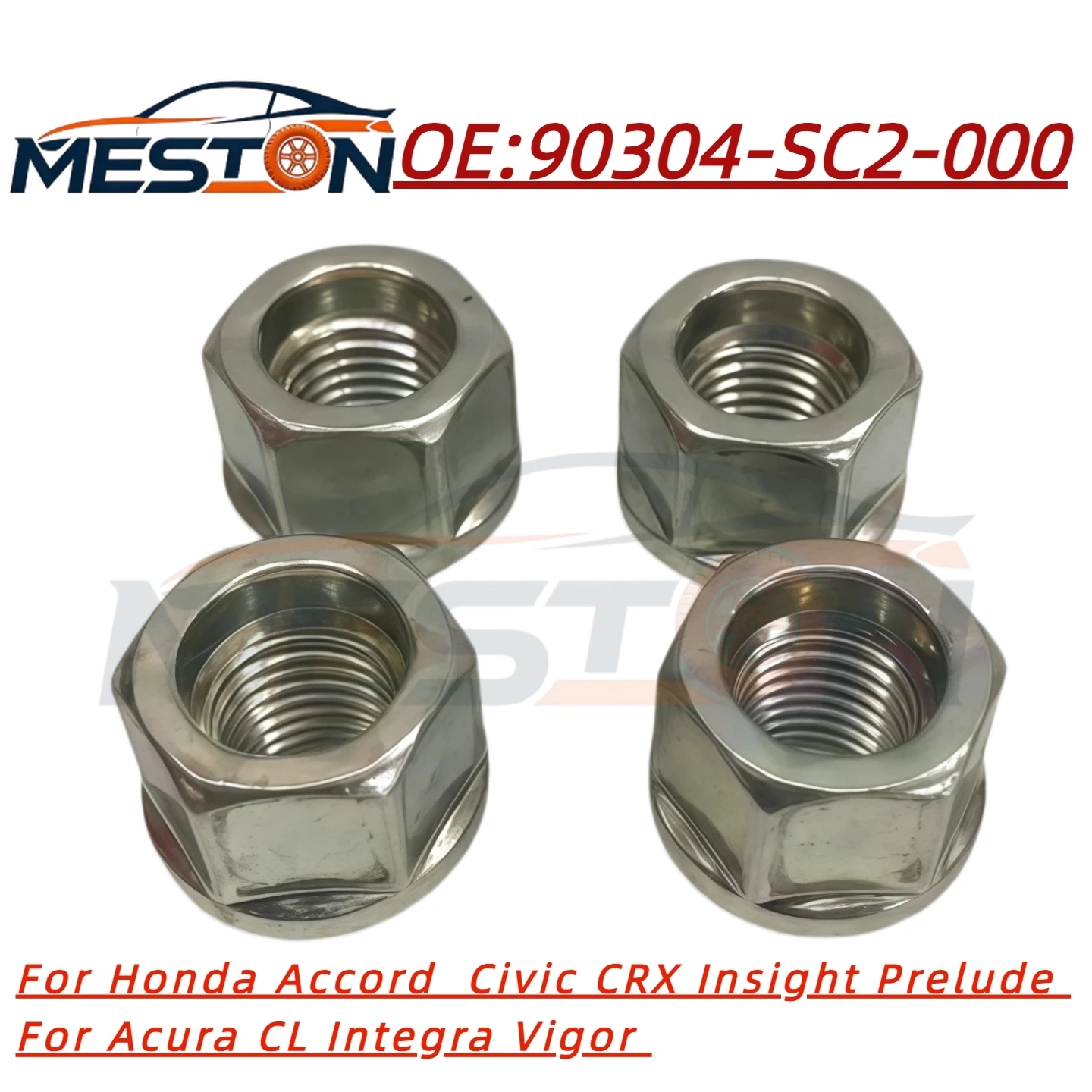 4 écrous de roue M12x1.5 pour Honda Accord Insight Civic CRX No.90304SC2000 SXS500/700/1000 MUV700