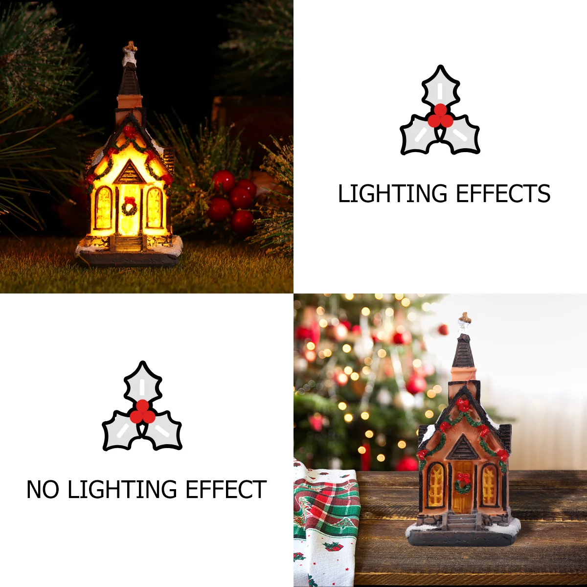 

1pc Led Resin Glowing Christmas Decor Small Villa For Home Party Wedding Garden Desktop Ornament Xmas Luminous