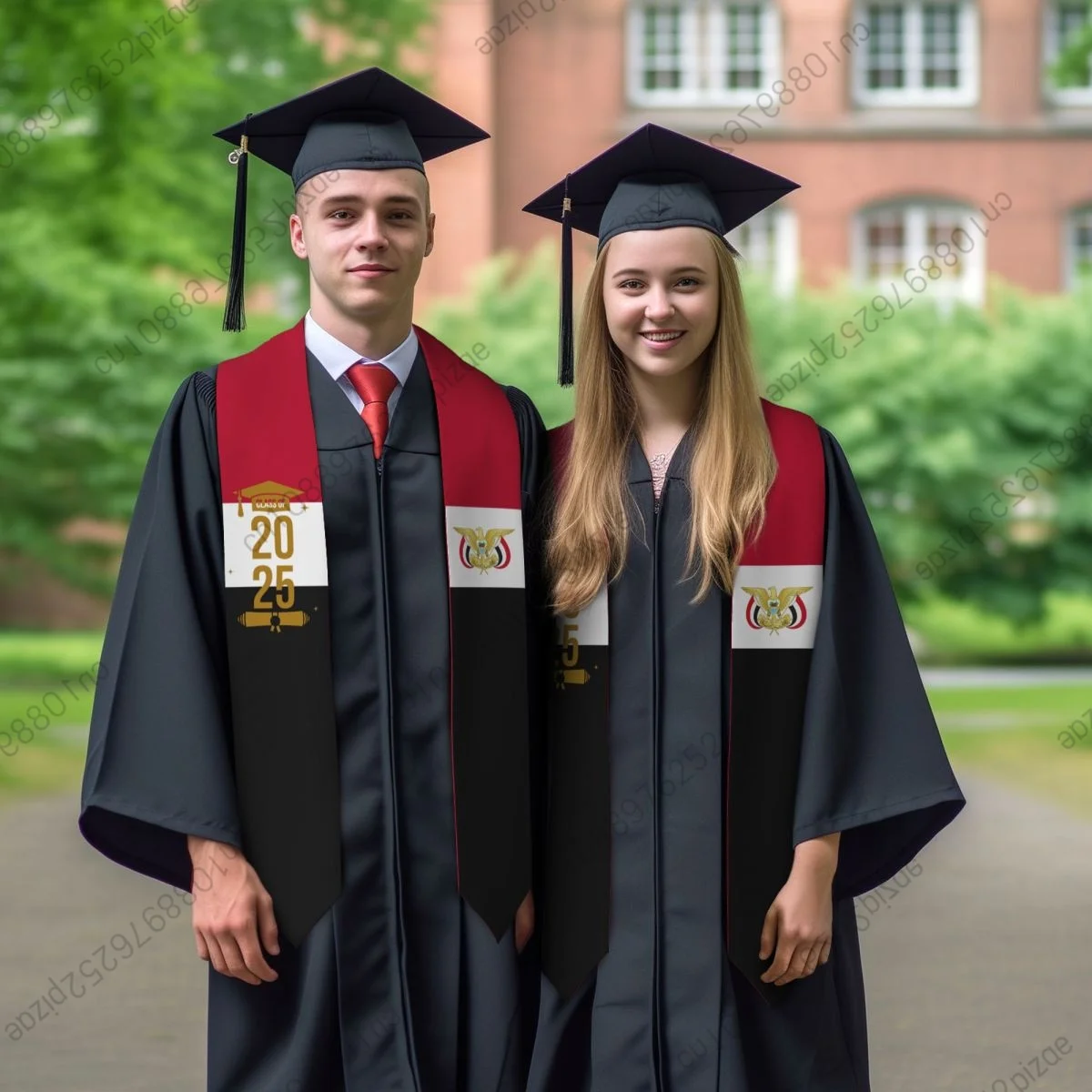 

New Yemen Flag Unisex Top Print Graduation Stole Sash Adult Plain Graduate Honor Stole Class of 2025