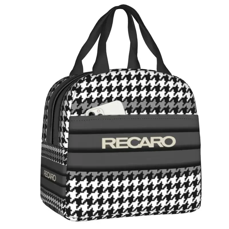 Houndstooth Lunch Bag Women Thermal Cooler Insulated Container for Student School Work Food Picnic Tote Bags