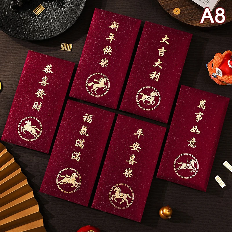 

Hot Sale 6PCS 2026 Year Of The Horse Red Envelopes Chinese New Year Red Packet Lucky Money Bag Gift Envelopes Red Packet