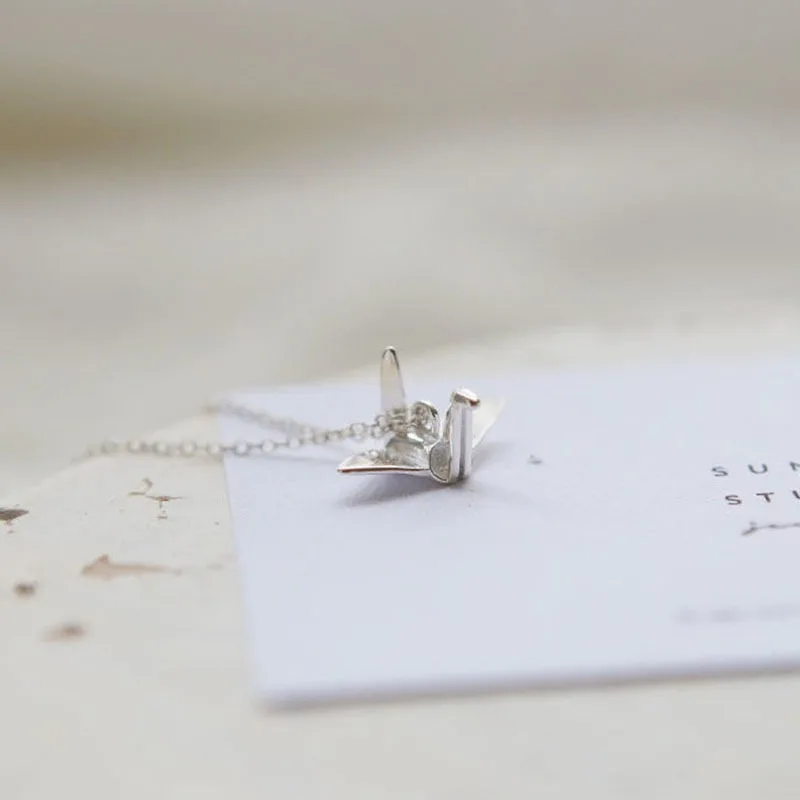 Fashion Cute Thousand Paper Crane Necklace Light Luxury Exquisite Chains For women Party Wedding Occasion Romantic Jewelry
