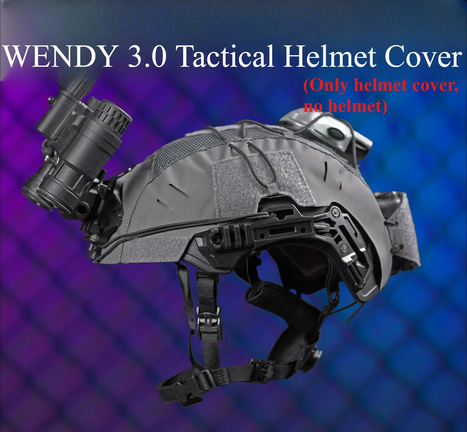 

WENDY 3.0 Tactical Helmet Cover， Helmet Mesh Cloth Rear NVG Battery Box Bag Hunt