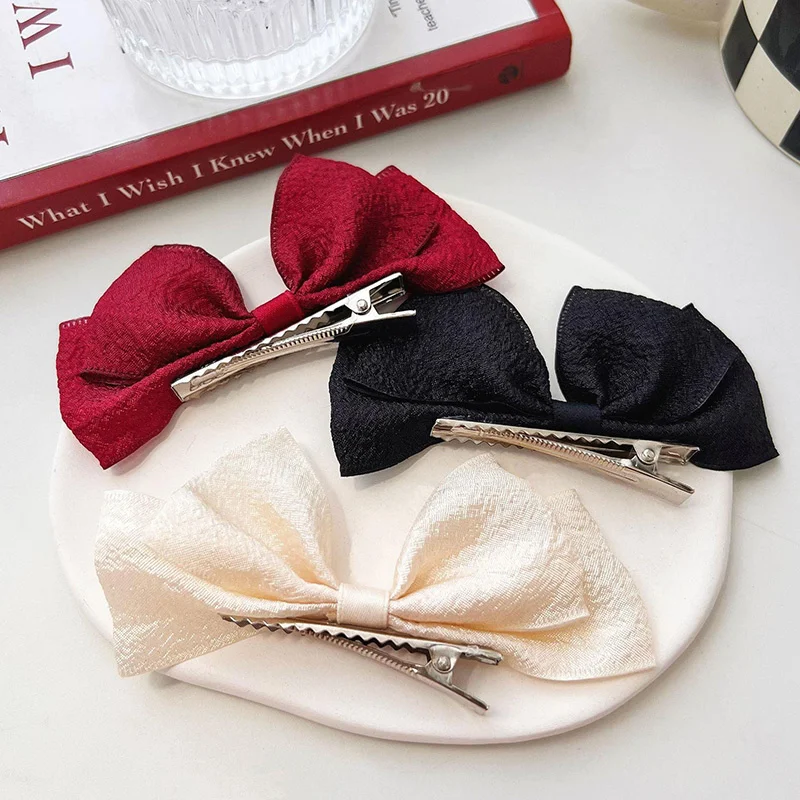 2PCS New Princess Black Red Bow Girls Hairpins Children Lovely Headwear Hairgrip Hair Clips Barrettes Hair Accessories