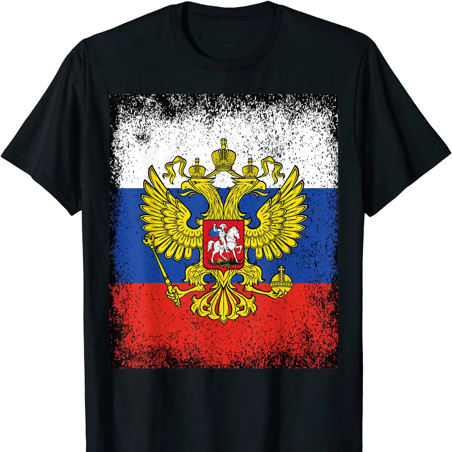 

Russia Flag Russian Federation Coat of Arms T-Shirt 100% Cotton O-Neck Summer Short Sleeve Casual Mens T-shirt Size S-3XL