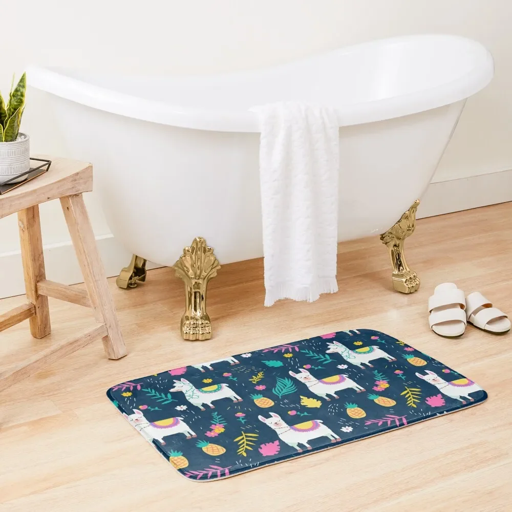 

Cute Llama Summer Pineapple Pattern for Kids Bath Mat Bathroom Carpets Household Items Front Door Mat