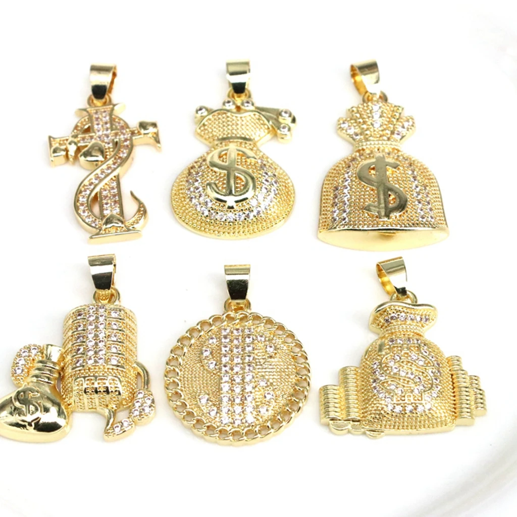 

6Pcs/White Crystal Heart Pendant for Necklace Copper Gold Plated Handmad DIY Wholesale Jewelry Making Component