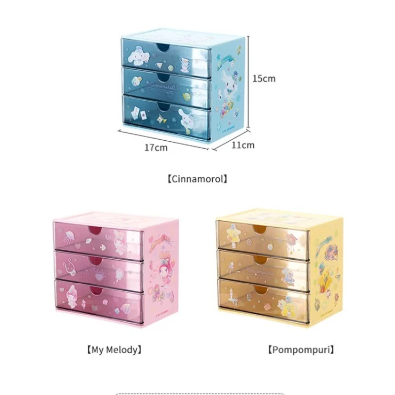 Sanrio Desktop Storage Box Organizer Student Drawer Pen Holder Office Childrens Hair Accessories Stationery Rack Organizer Box view 5
