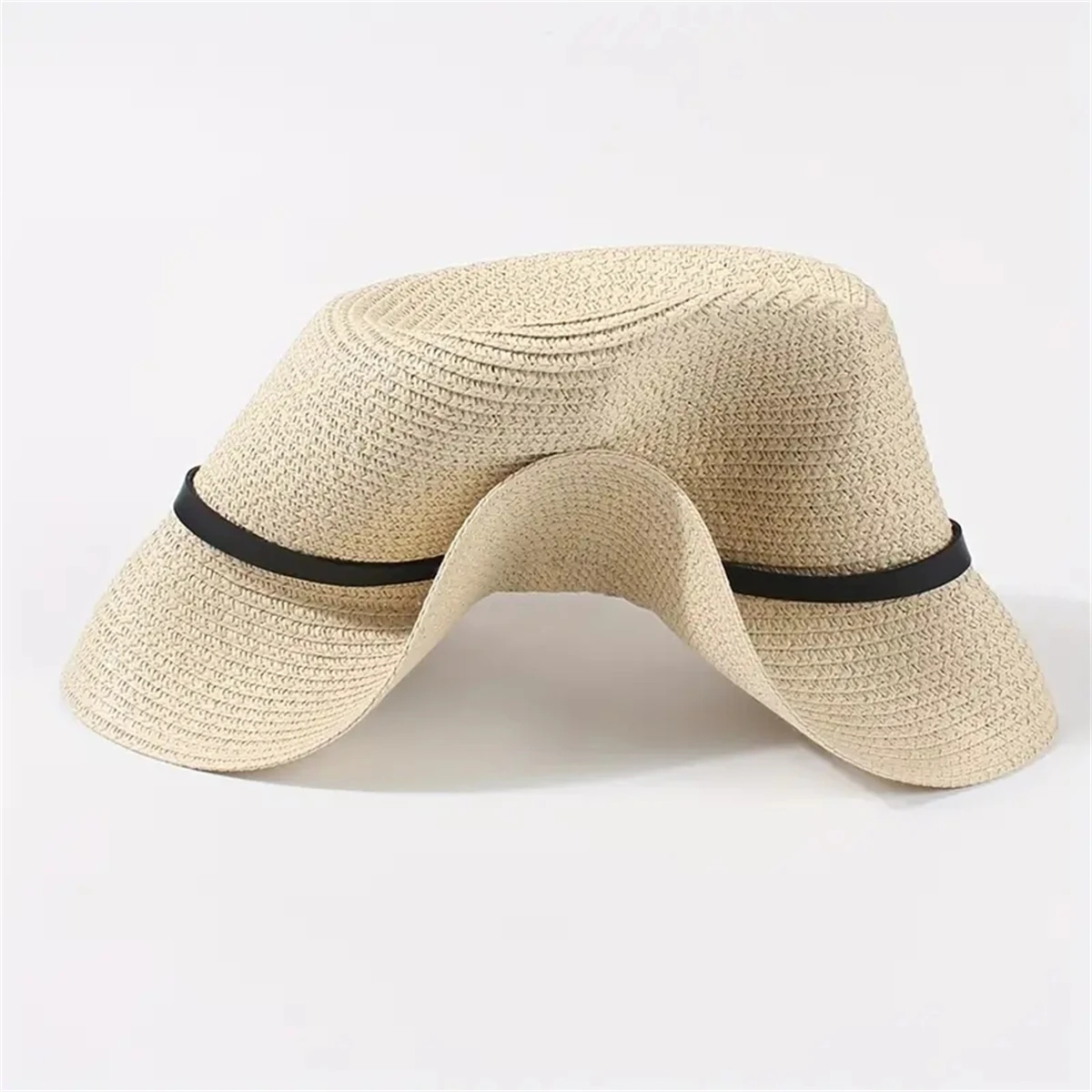 Unisex Straw Beach Hat, Flat Brim, Jazz Sun Hats, Monochromatic, Classic, Men, Women