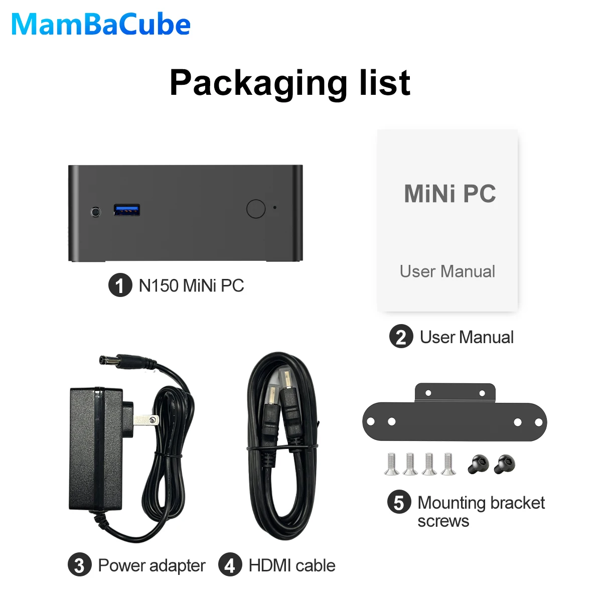 كمبيوتر صغير MamBaCube N9E Intel N150 Win11 Pro 8GB 16GB DDR4 256GB 512GB SSD WiFi 5 كمبيوتر مكتبي مدمج محمول للمنزل والمكتب