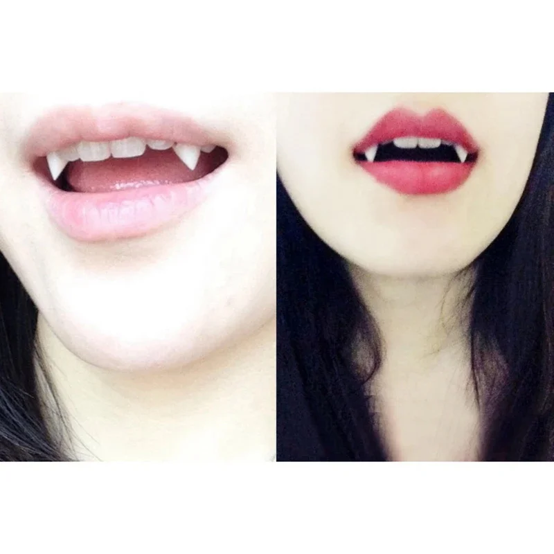 Halloween Teeth Fang Dentures Halloween Cosplay Prop And Teeth Pellets Adhesive For Halloween Costume Party Accessory