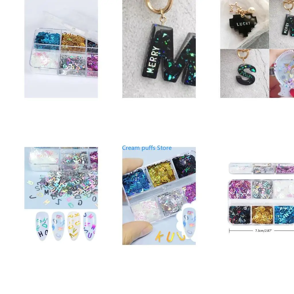 50LE English Letters Glitter Sequins Flakes Resin UV Epoxy Mold Fillings Art Decorations DIY Crafts Jewelry Making