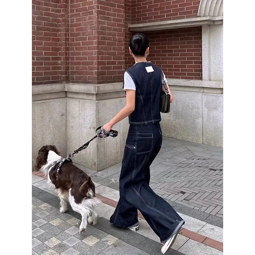 2026 Spring Denim Pants Sets Womens Outfits Shawl Collar Button Up Slim Jean Jackets + High Waist Wide Leg Jeans 2 Piece Suit