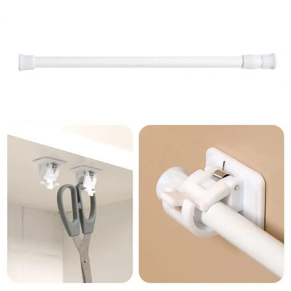 Anti-slip Drapery Rod Adhesive Curtain Rod Bracket Self Adhesive Telescopic Curtain Rod for Bedroom Kitchen Anti-slip Anti-rust