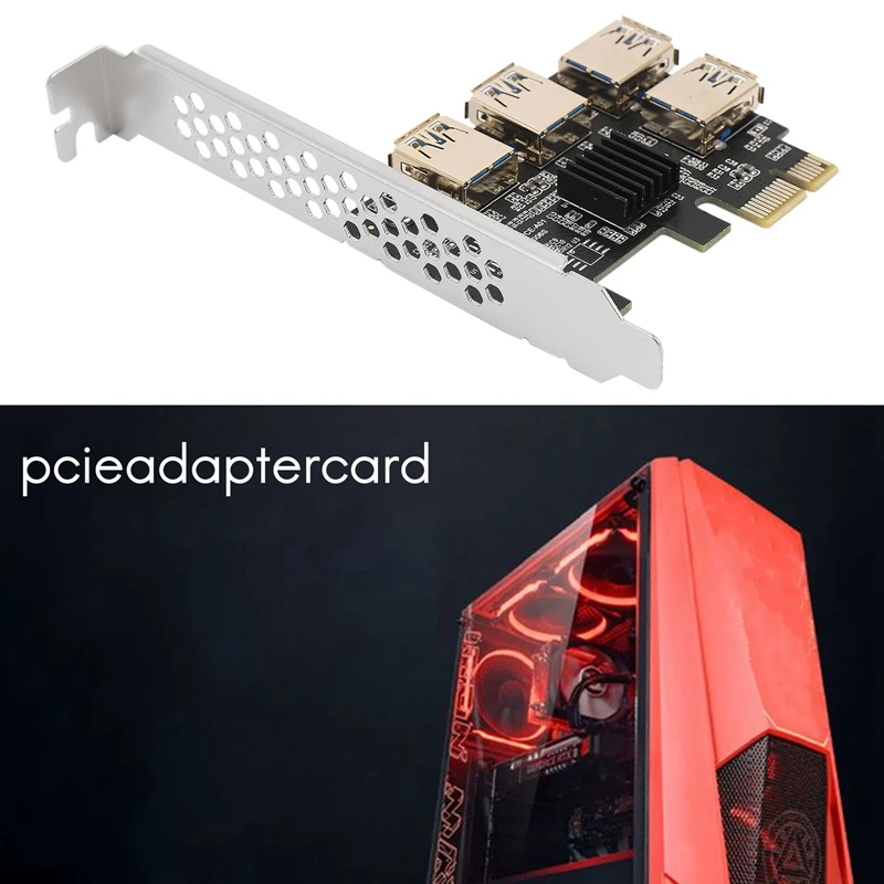 New 4 Ports Pcie Riser Adapter Board PCI-E 1X To 4 USB 3.0 PCI-E Rabbet GPU Riser Extender Ethereum ETH/Monero XMR/Zcash ZEC 16X