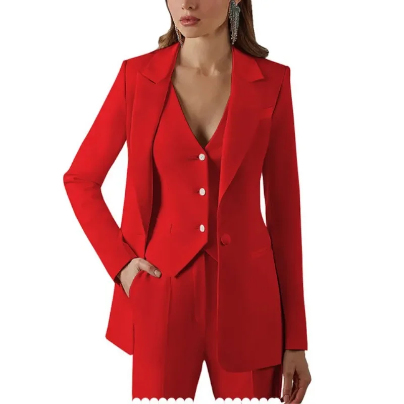 Women Suits for Office Work 3 Pieces Set Lady Blazer Business Suit Set Work Daily Wear Pant Vest Jacket Outfits Blazer+Vest+Pant