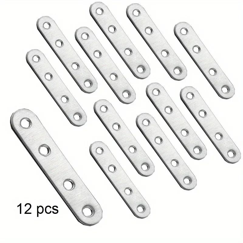 

12pcs Flat Mending Plate Stainless Steel Flat Bracket Metal Straight Brace Repair Joining Fixing Bracket Wood Bracket Connector
