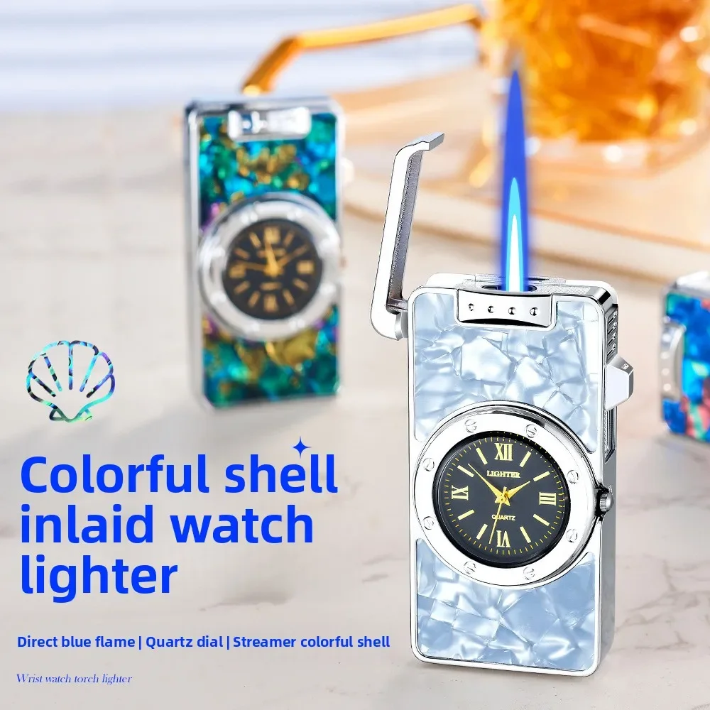 New Style Colored Bean Inlayed Strap Watch Windproof Inflatable Lighter, Jet of Fierce Flames, High-value Gifts, Wholesale