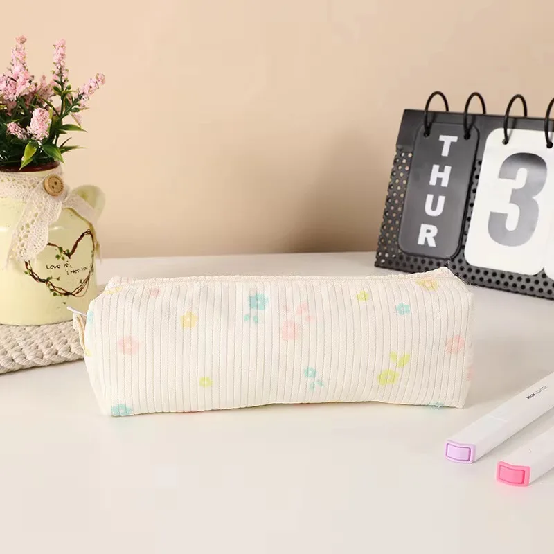 Floral Fresh Style Pencil Bag Small Flowers Pencil Cases Cute Simple Pen Bag Storage Bags School Supplies Stationery Gift