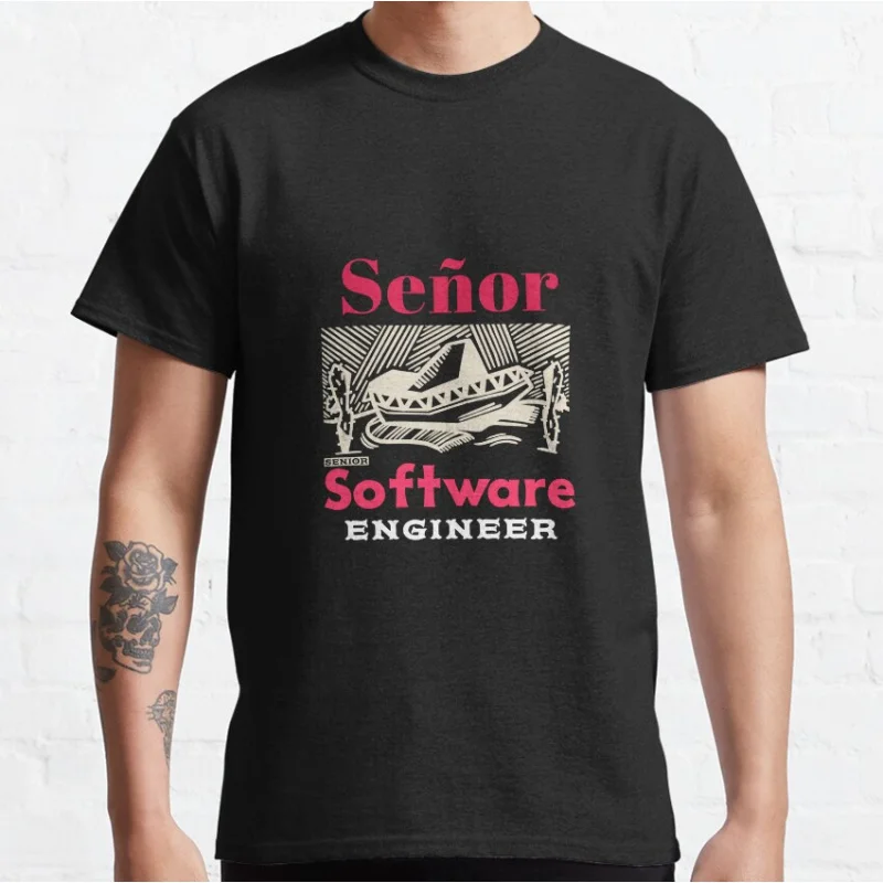 

Señor Senior Funny Computer science Gift t shirt Software Developer Graphic Clothes 100% cotton printed All size Tops